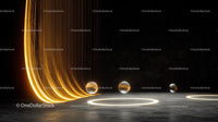 Futuristic Light Trails with Glowing Spheres