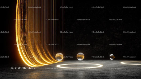 Futuristic Light Trails with Glowing Spheres