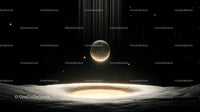 Futuristic Cosmic Landscape with Glowing Sphere and Stars
