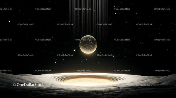 Futuristic Cosmic Landscape with Glowing Sphere and Stars
