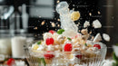 Refreshing Fruit Salad with Whipped Cream Splatter