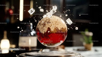Floating Beverage with Ice Cubes in Stylish Setting
