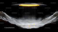 Mysterious UFO Hovering Over Alien Mountain Landscape