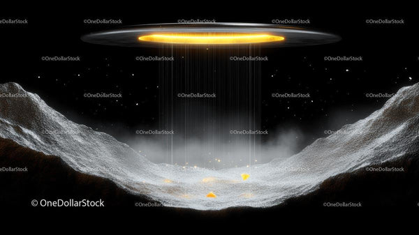 Mysterious UFO Hovering Over Alien Mountain Landscape
