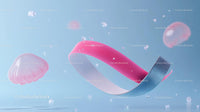 Surreal Pink Ribbon with Floating Jellyfish