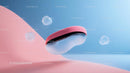Floating Abstract Object with Ice Cubes in Pastel Colors