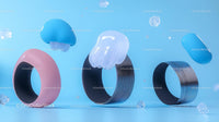 Futuristic Abstract Rings with Floating Shapes