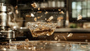 Dynamic Liquid Splash with Golden Reflections