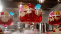 Elegant Glass Cup of Colorful Jelly and Candy Dessert