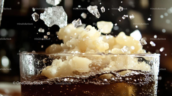 Refreshing Fizzy Drink with Ice Cubes and Tapioca Pearls