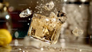 Dynamic Whiskey Splash with Ice Cubes in Glass