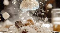 Close-Up of Sugar, Chocolate, and Whipped Cream Explosion