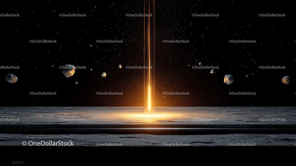Futuristic Cosmic Light Amidst Asteroid Field in Space