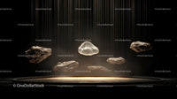Floating Stones in Surreal Light Display