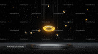 Futuristic Golden Ring with Cosmic Backdrop
