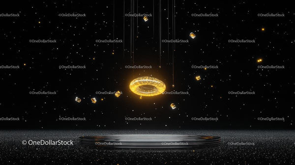 Futuristic Golden Ring with Cosmic Backdrop