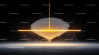 Illuminated Crystal with Laser Light in Futuristic Setting