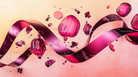 Vibrant Pink Ribbon and Geometric Shapes Abstract