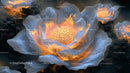 Abstract Luminous Flowers with Blue Petals and Orange Glow