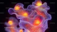 Futuristic Abstract with Glowing Orange Spheres and Waves