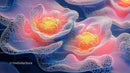 Vibrant Abstract Neon Flower Art with Intricate Patterns