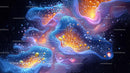 Vibrant Abstract Art with Glowing Patterns and Fluid Dynamics