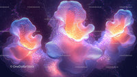 Vibrant Abstract Digital Art with Glowing Shapes