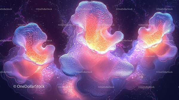 Vibrant Abstract Digital Art with Glowing Shapes
