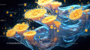 Vibrant Orange Spheres in Dynamic Fluid Abstraction