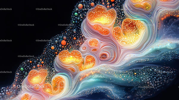 Hypnotic Swirling Patterns with Vibrant Glowing Orbs