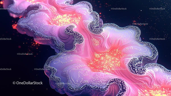 Vibrant Cosmic Waves with Pink and Purple Swirls