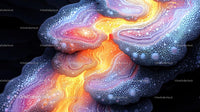 Vibrant Abstract Art with Glowing Organic Shapes