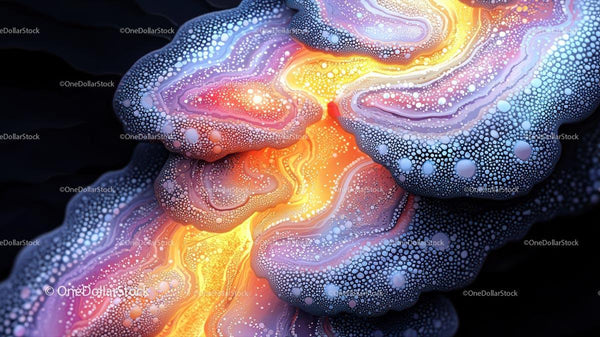 Vibrant Abstract Art with Glowing Organic Shapes
