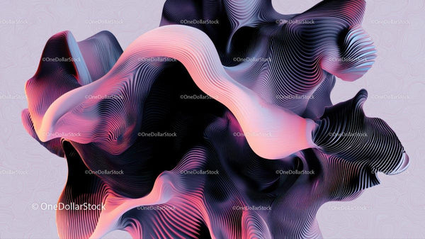 Abstract Flowing Pink and Black 3D Art Sculpture