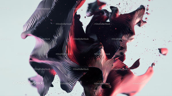 Dynamic Abstract Art with Fluid Red and Black Shapes