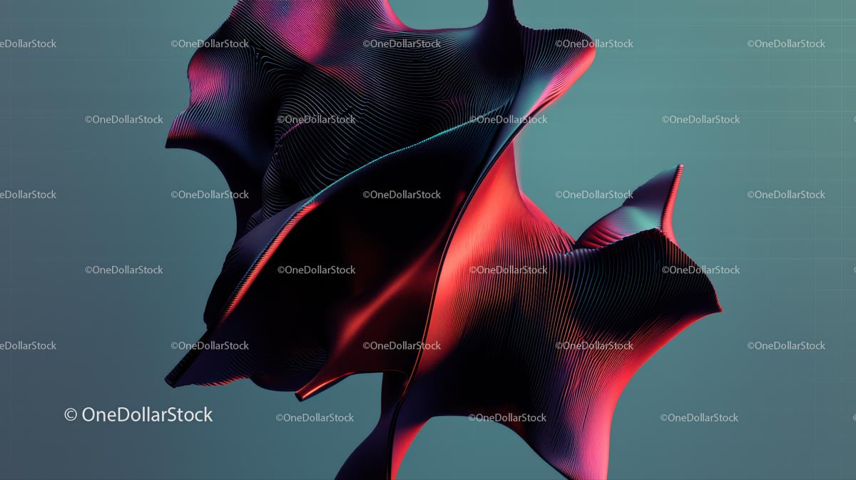 3D Abstract Fluid Wave in Red and Blue Hues