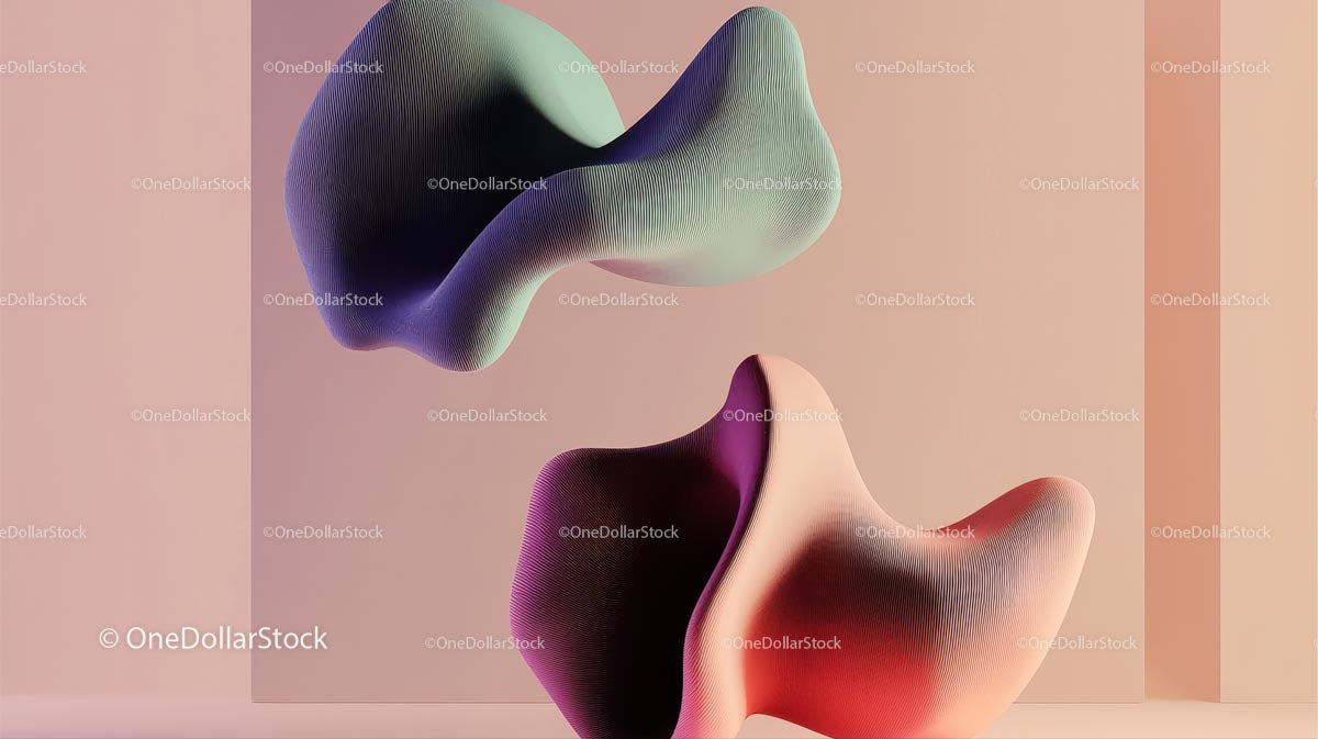 3D Organic Shapes in Soft Pastel Tones