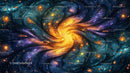 Vibrant Cosmic Swirl in Blue and Orange Fractals
