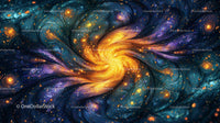 Vibrant Cosmic Swirl in Blue and Orange Fractals