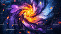 Vibrant Cosmic Swirl in a Dark Blue Galaxy