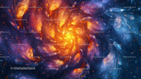 Abstract Cosmic Swirl with Fiery Center