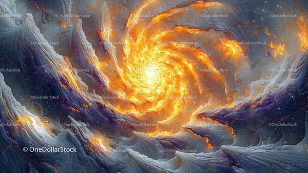 Abstract Fiery Vortex in Cosmic Spiral