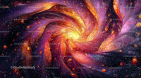 Vibrant Cosmic Swirl Fractal Art with Fiery Hues