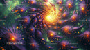 Vibrant Cosmic Fractal with Swirling Patterns