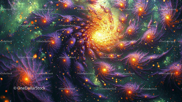 Vibrant Cosmic Fractal with Swirling Patterns