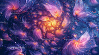 Mystical Neon Floral Swirls in Vivid Digital Artwork