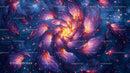 Vibrant Cosmic Swirl with Luminous Petals