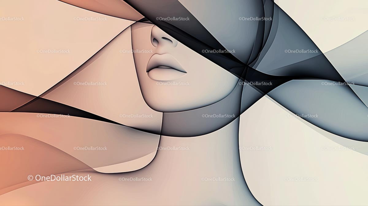 Abstrakcyjny portret kobiecy z eleganckimi krągłościami