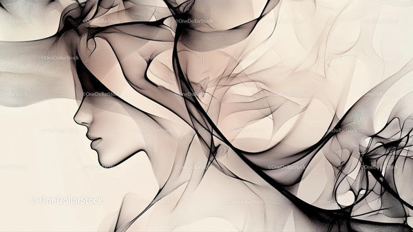 Elegant Silhouette with Flowing Abstract Lines