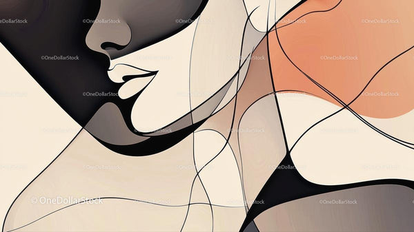 Abstract Female Profile with Geometric Elegance